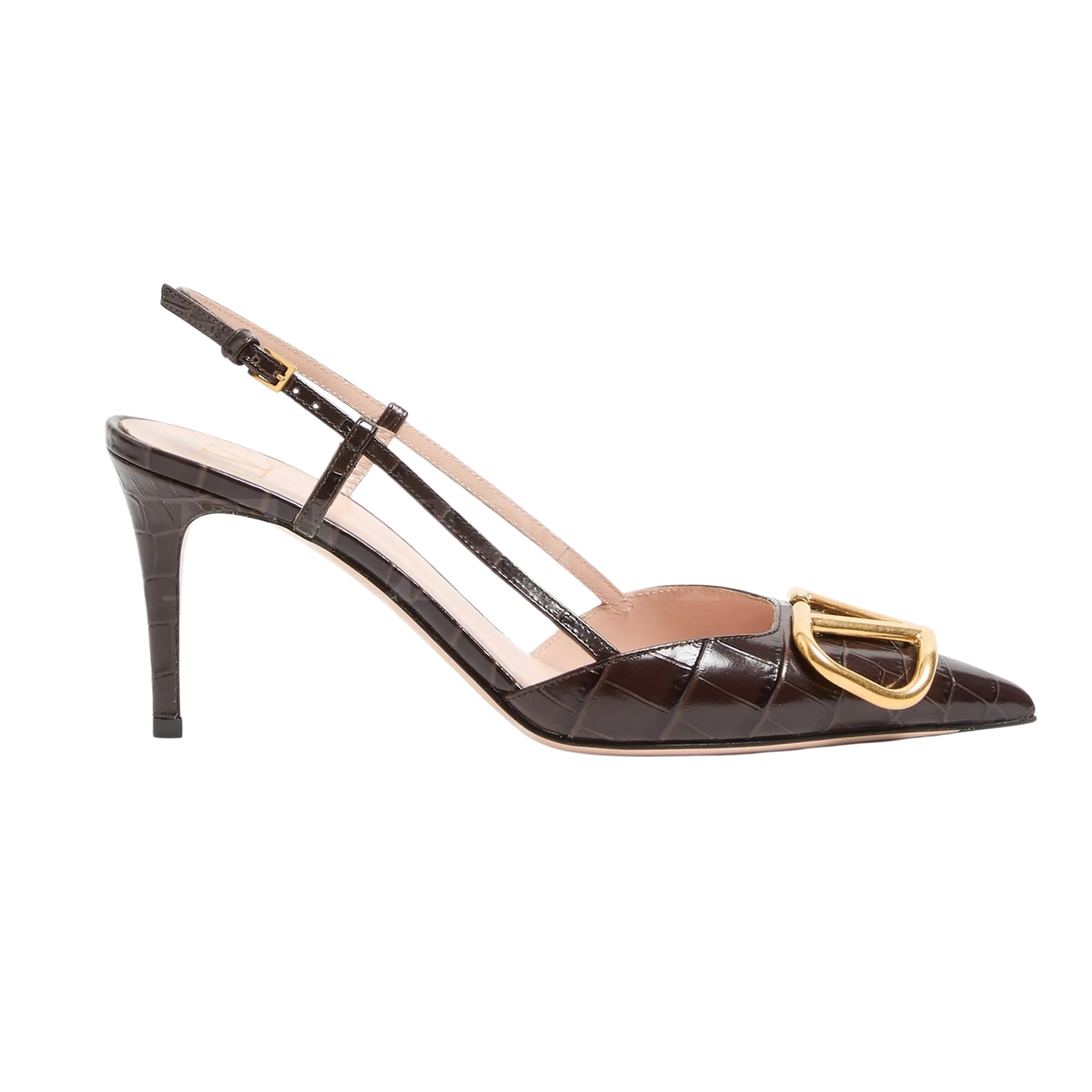 Valentino Garavani Vlogo Crocodile-Effect Slingback Pumps
