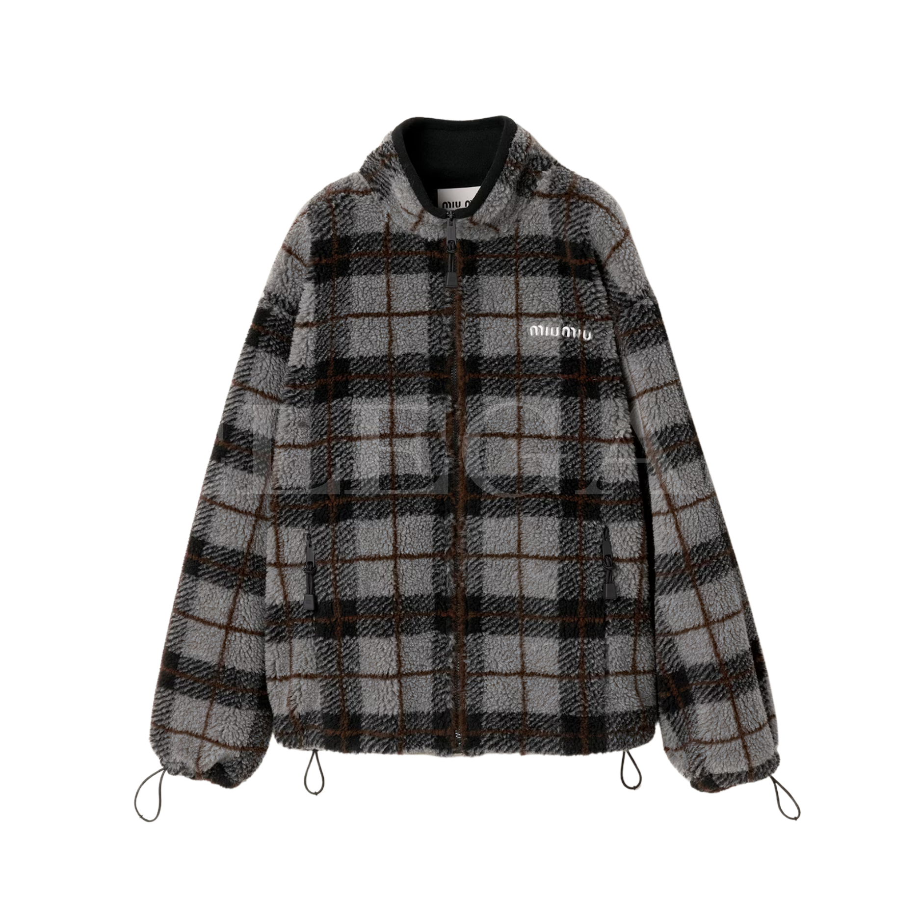Miu Miu Checked Teddy Zipper Jacket