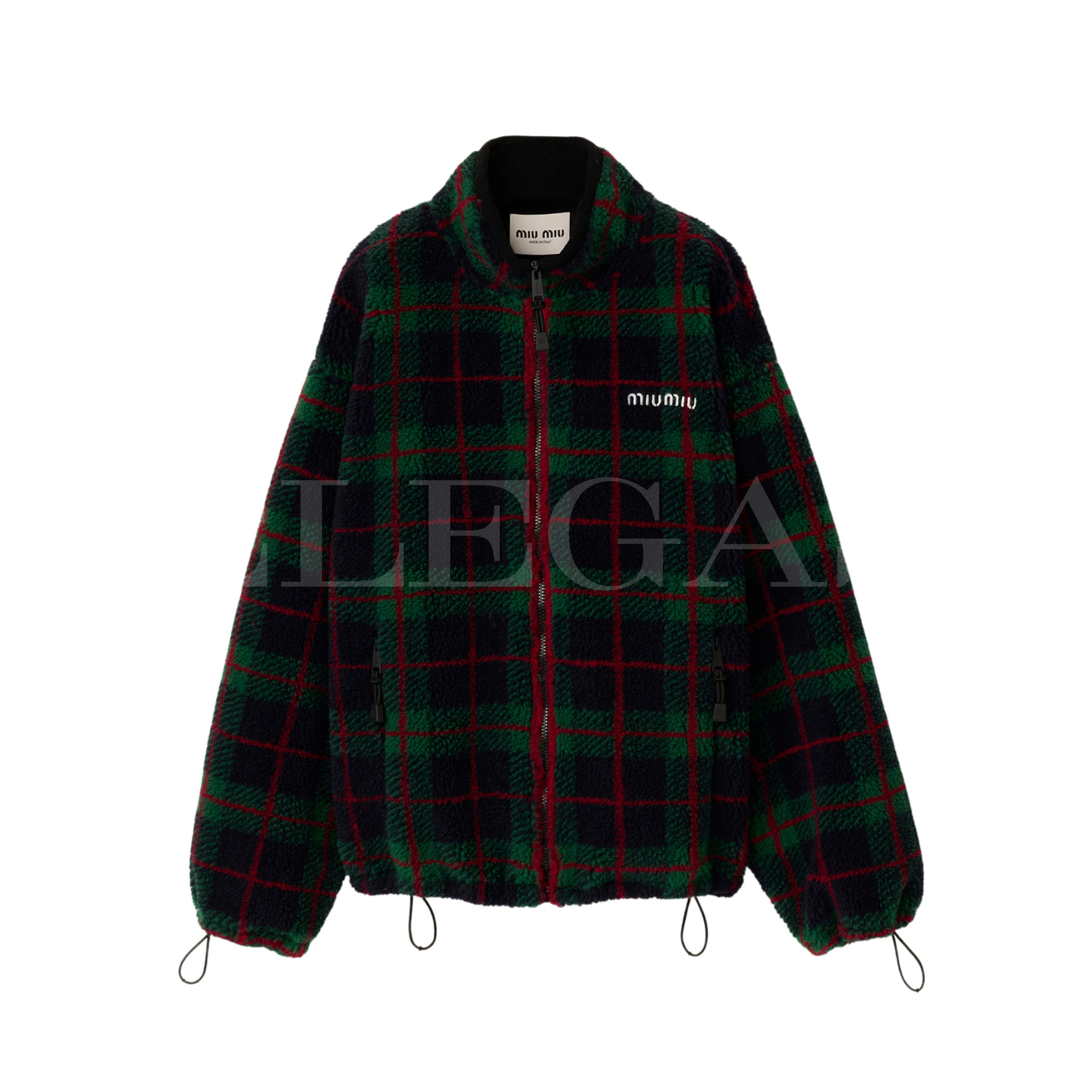 Miu Miu Checked Teddy Zipper Jacket