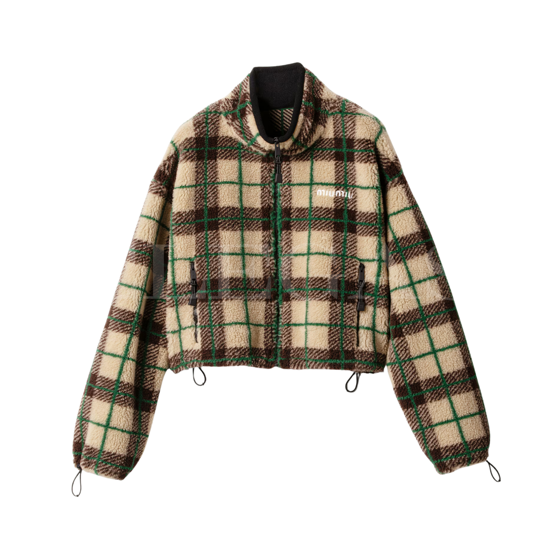 Miu Miu Checked Teddy Jacket with Zipper