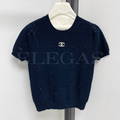 Chanel Pearl Logo Knit Top