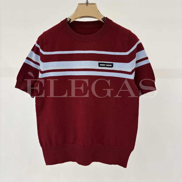 Miu Miu Striped Knit T-shirt
