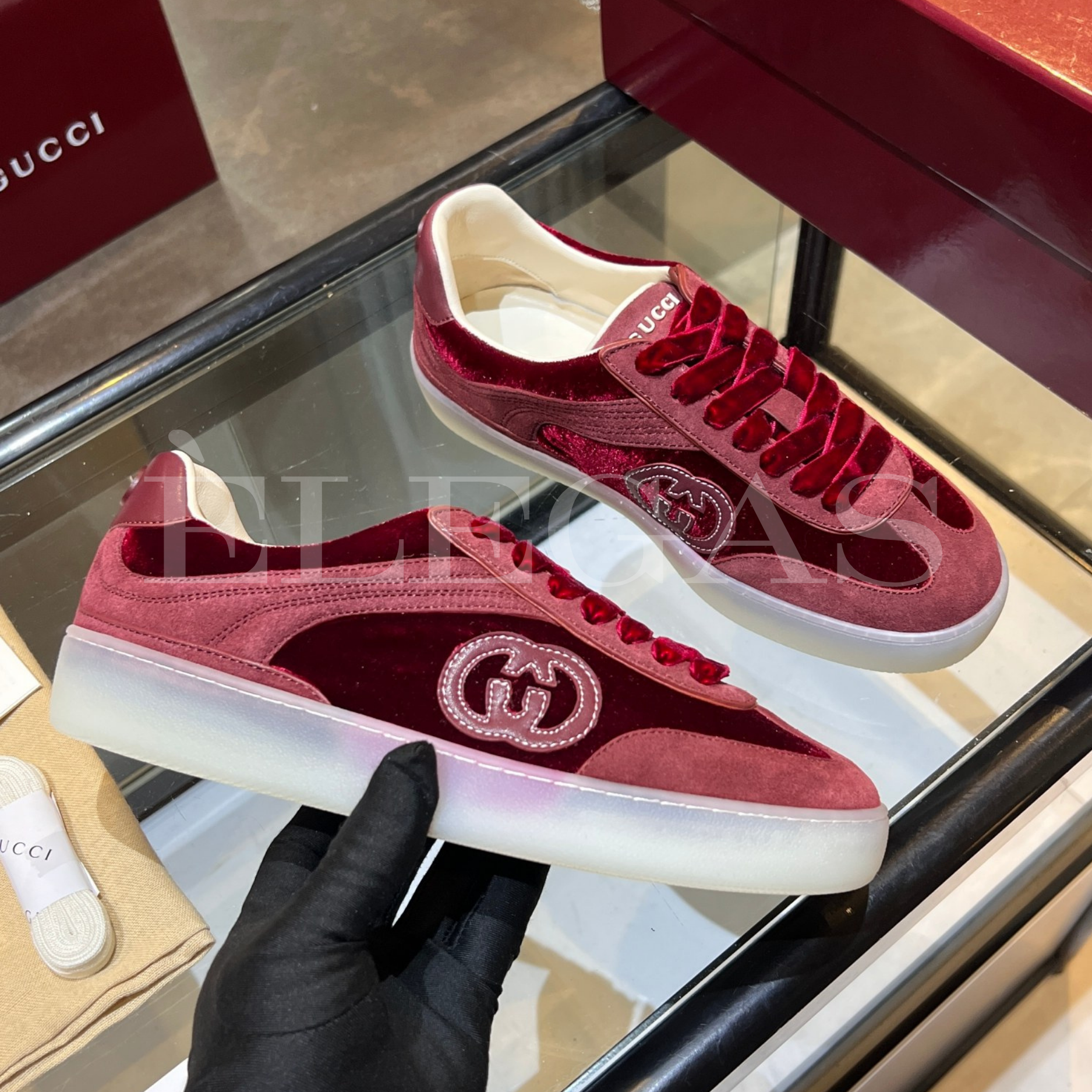 Gucci Interlocking G Velvet Sneakers