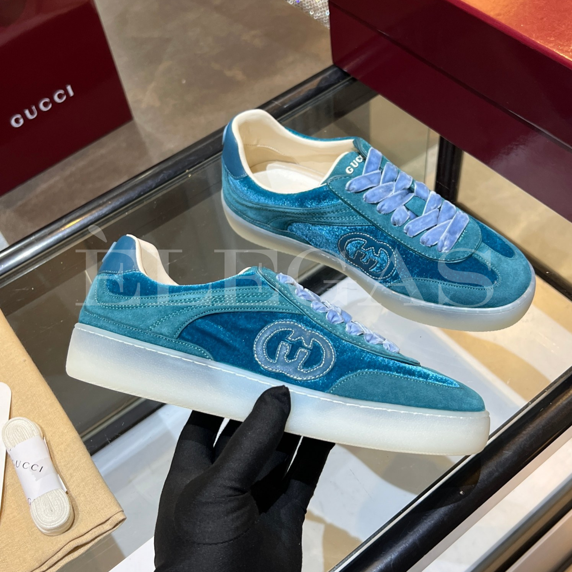 Gucci Interlocking G Velvet Sneakers