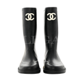 Chanel CC-Logo Rain Boots Black