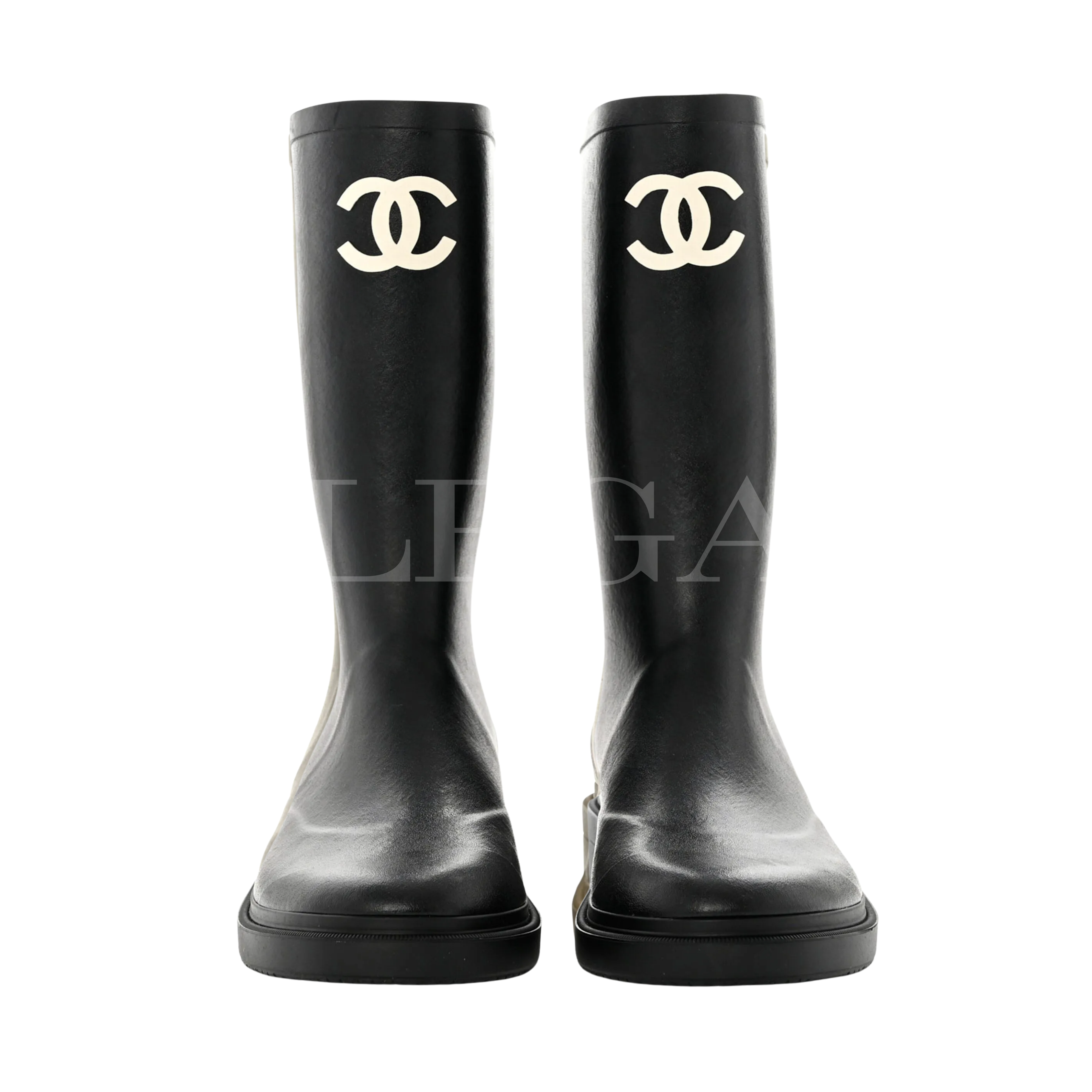 Chanel CC-Logo Rain Boots Black