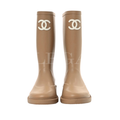 Chanel CC-Logo Rain Boots Beige