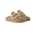 Prada Shearling Logo-Plaque Mules